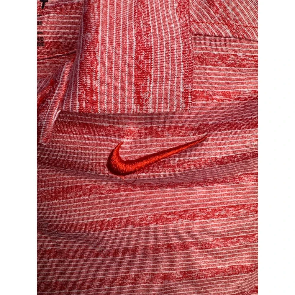 Nike Boys Dri-FIT Polo Shirt Red White Striped Golf Top Size Small S